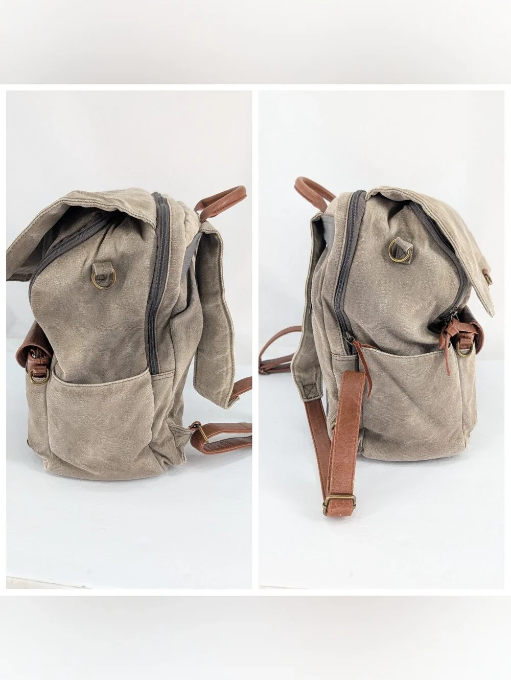 Momkindness Duo Multipurpose Backpack Diaper Bag Neutral Taupy Grey Canvas